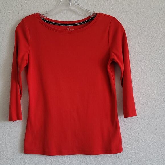 TALBOTS Top Blouse Pullover 3/4 Sleeve Length Size Small Petite Red PETITE - Picture 1 of 4